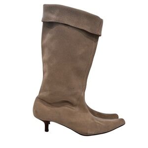 NINE WEST Vintage Tan Genuine Suede Low Heel Pointed Toe Boots Size 7